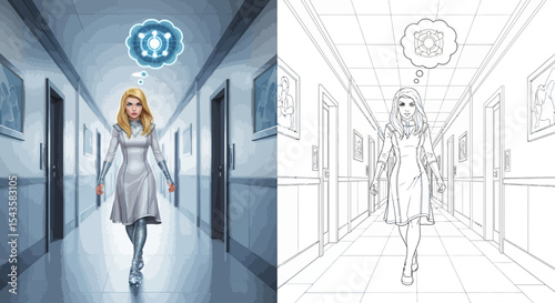Mini Emma Frost: Walking Down Superhero Academy Hallway