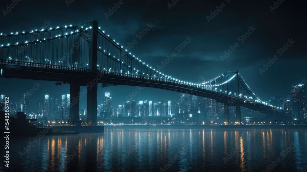 Fototapeta premium Nighttime city bridge