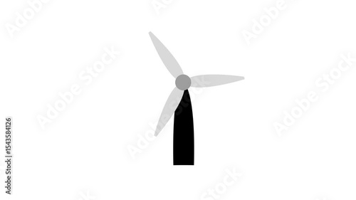 Black and White Wind Turbine Animation | Clean Energy Minimal Vector | 4K