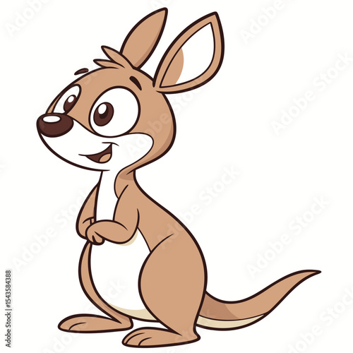 Cute cartoon kangaroo character vector illustration with a friendly expression and big eyes
