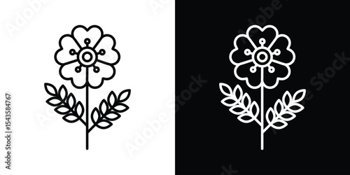 Wild rose icon filled flat sign concept for web design.