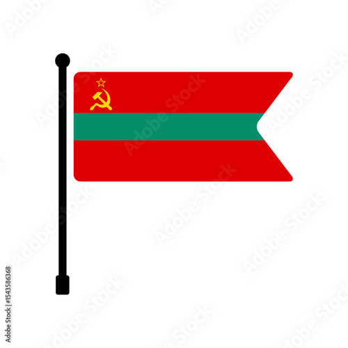 Flag of Transnistria. Transnistria flag vector illustration icon design. Flagpole flag icon.