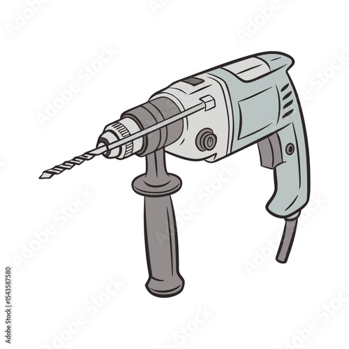 Electric drill vector illustration tool repair equipment construction industry handyman