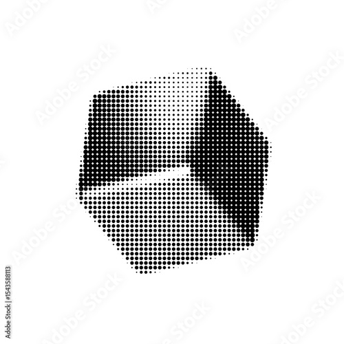 Halftone cube vector illustration with optical illusion effect. Perfect for abstract designs, modern graphics, and retro-inspired projects. High demand in digital art and creative design.