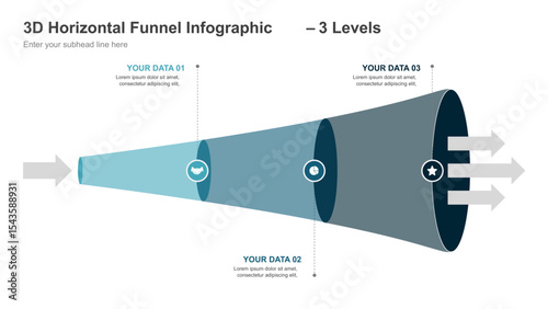 3D Horizontal Funnel Infographic