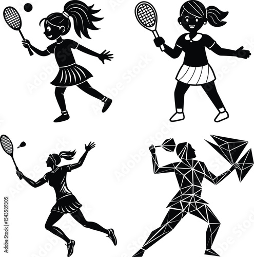 Active Adults Vector Silhouette
