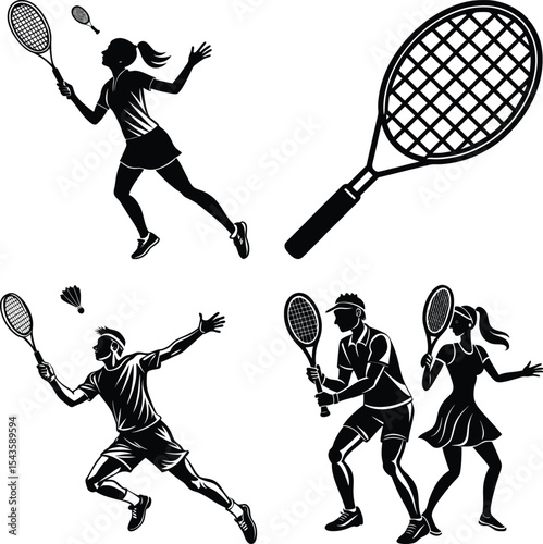 Active Adults Vector Silhouette
