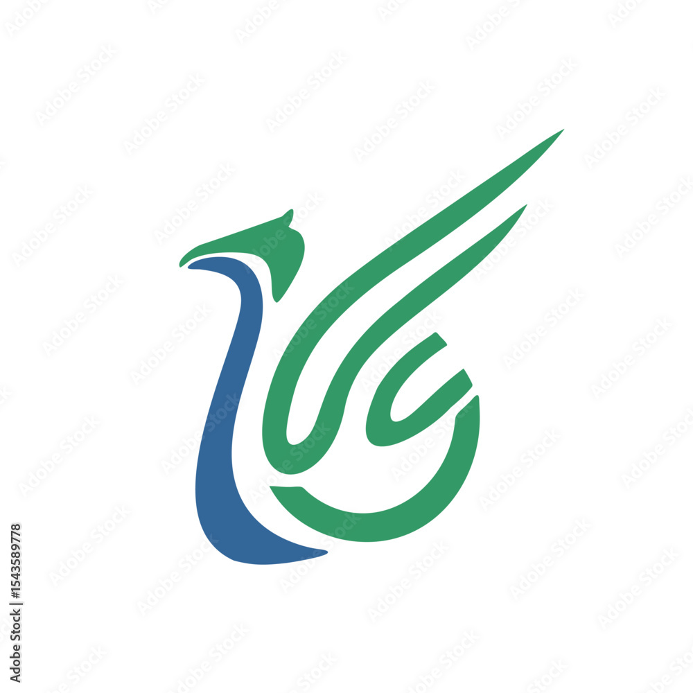 Fototapeta premium vector icon and logo of an abstract flaying bird green on isolated white background