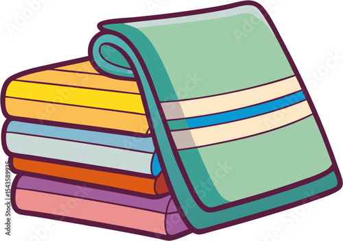 stack of colorful books isolated