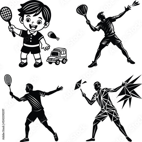 Active Adults Vector Silhouette
