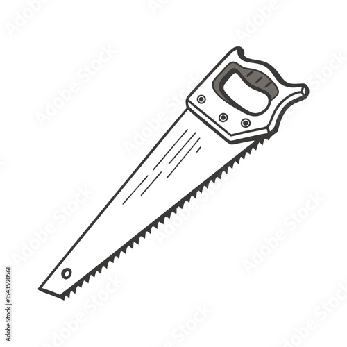 Hand saw illustration for carpentry work and wood cutting projects