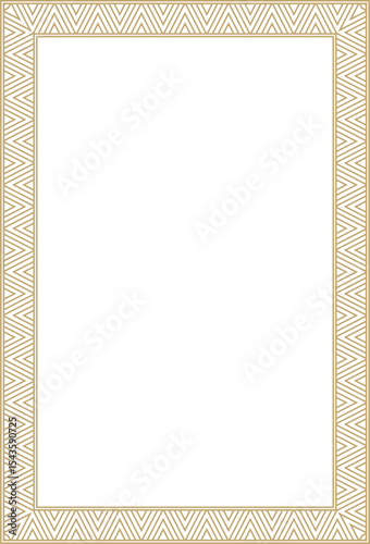 Vector gold square Yakut ornament. An endless rectangular border, a frame of the northern peoples of the Far East.