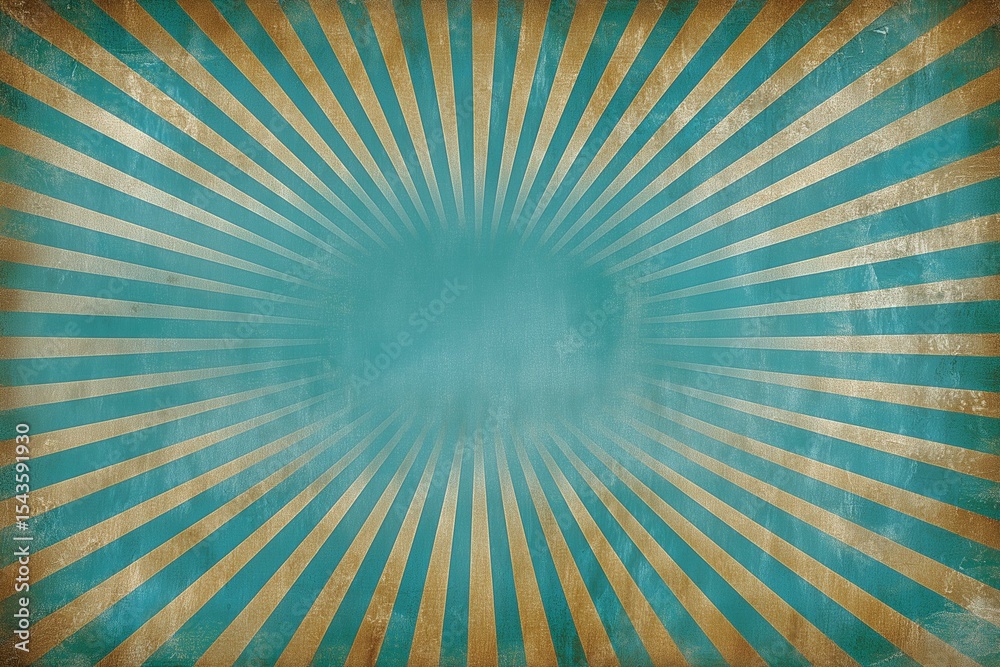 Obraz premium Vintage Blue and Brown Sunburst Background with Radial Rays and Grunge Texture, Ideal for Retro Designs, Comic Book Art, and Nostalgic Themes.