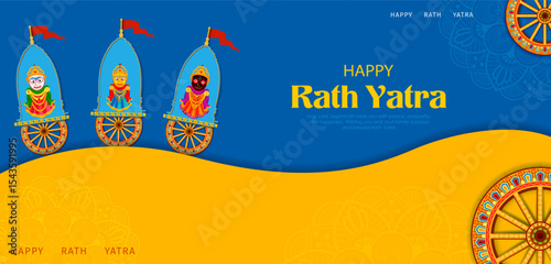 chariot of Lord Jagannath, Balabhadra and Subhadra on annual Rathayatra in Odisha festival background