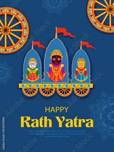 chariot of Lord Jagannath, Balabhadra and Subhadra on annual Rathayatra in Odisha festival background
