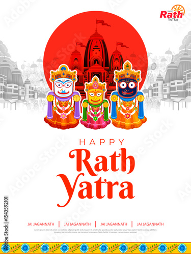 chariot of Lord Jagannath, Balabhadra and Subhadra on annual Rathayatra in Odisha festival background