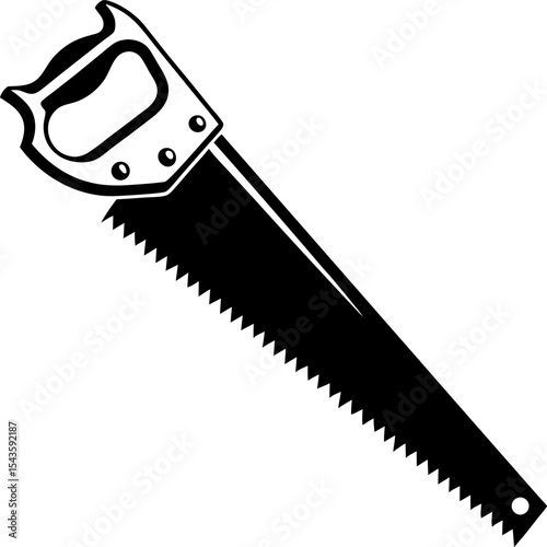 Hand saw silhouette icon isolated on transparent background