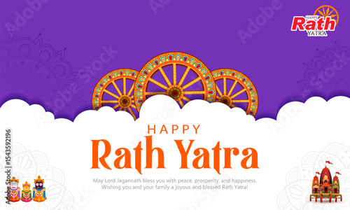 chariot of Lord Jagannath, Balabhadra and Subhadra on annual Rathayatra in Odisha festival background