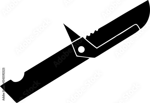 Folding knife silhouette icon isolated on transparent background
