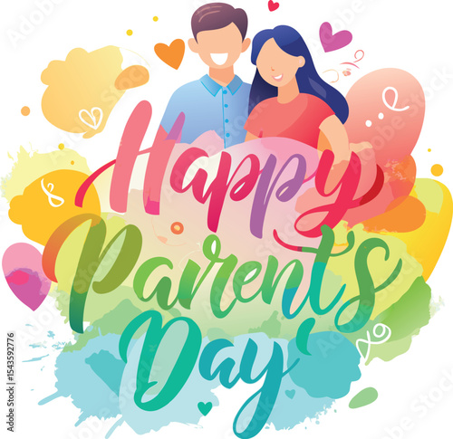 Happy Parents Day Colorful Illustration Design