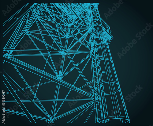 Self-supporting tower close up illustration