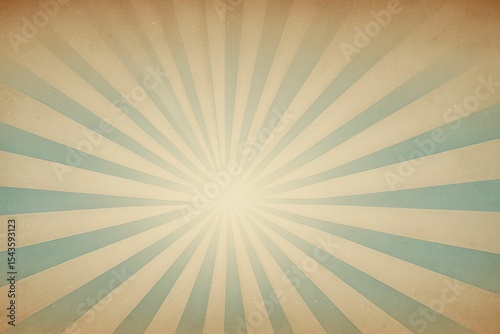 Vintage blue and beige sunburst background with radial rays and distressed texture, evoking a classic circus or retro comic book aesthetic. This versatile image is ideal for nostalgic designs, event p