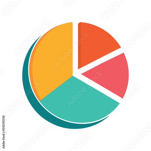 Colorful 3d pie chart illustration financial data and business growth representation