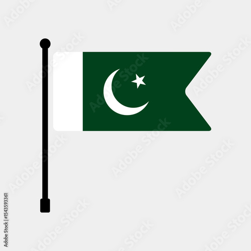 Flag of Pakistan. Pakistan flag vector illustration icon design. Flagpole flag icon.