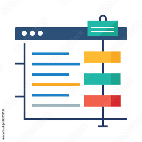 Website analysis visualization flat design representing progress with data and goals