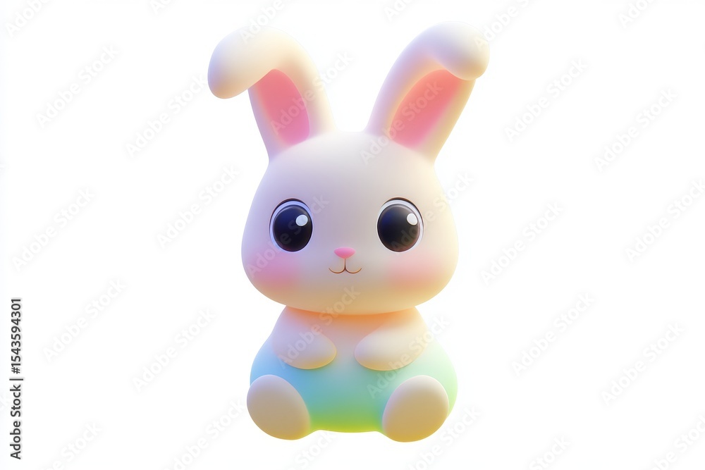 3D cartoon bunny plush icon with rainbow gradient and soft pink color, ultra high definition vector illustration on white background. 3D cartoon bunny plush icon with rainbow gradient and soft pink color, ultra high definition vector illustration on white background.