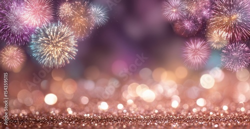 Purple and pink bokeh fireworks background, festive abstract texture, USA patriotic celebration, soft sparkling lights, joyful Independence Day concept.

