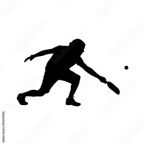 Silhouette of a Pickleball Player Serving the Ball, Minimalist Tennis Player in Action Vector
