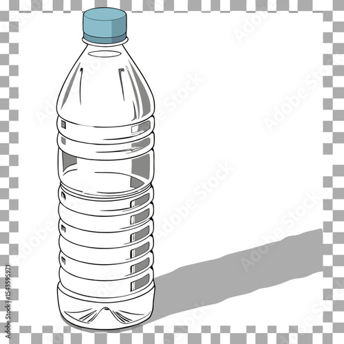 Hyperrealistic 3D Water Bottle with Clear Plastic and Light Blue Cap on Gradient Background