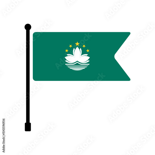 Flag of Macau. Macau flag vector illustration icon design. Flagpole flag icon.