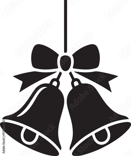 Christmas bells silhouette with a bow perfect for festive holiday season designs and greetings