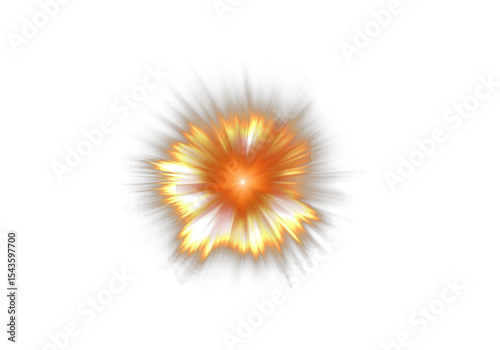 Abstract Orange Yellow Starburst Light Effect Isolated on White Background
