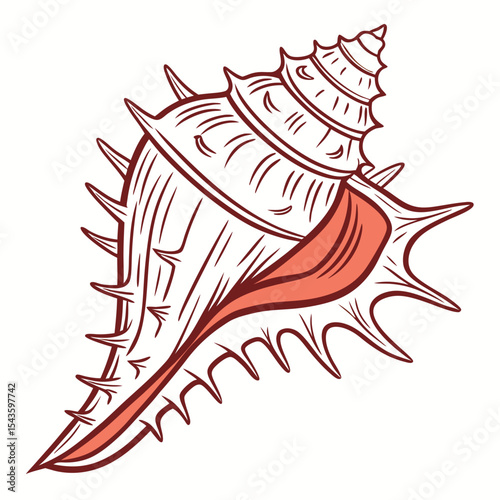 Decorative seashell illustration spiky textured ocean graphic design element