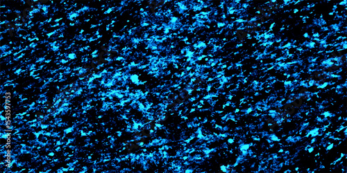 Stars in deep universe, Galaxy. Glittering stars of blue bokeh and blue Sparkling Lights Festive background with texture. Glowing particles dynamic flow. Bokeh elements are scattered chaotically