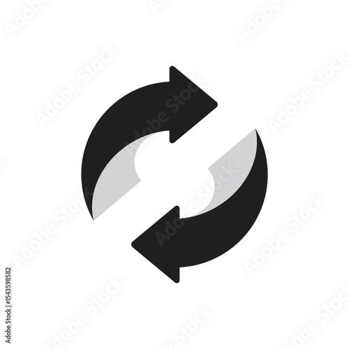 Two arrow spin icon template. Recycle round, circle refresh or restart, thin line symbol on white background