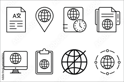 Global Journalism Icon Pack in Modern Line Style

