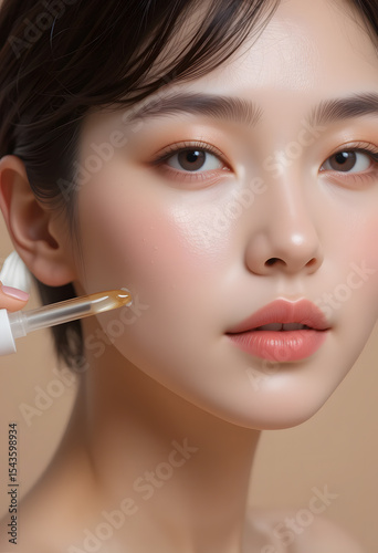 Applying Facial Serum Glowing Skin and Beauty Treatment