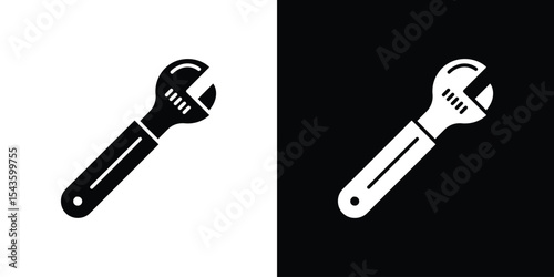 Adjustable wrench icon collection. line stroke icon. EPS 10