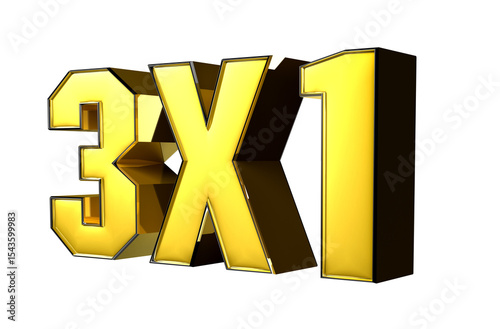 3x1 black edge gold 3D illustration. Advertising signs. Product design. Product sales.