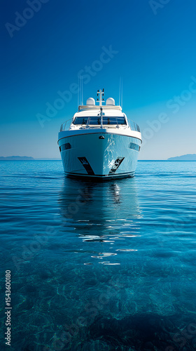 Luxury Yacht Sailing on the Open Ocean Under Clear Skies  
