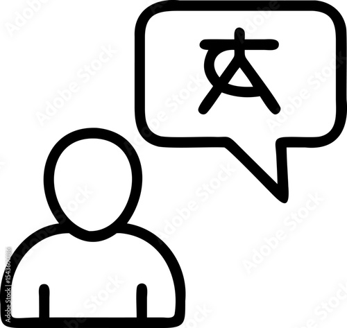 Black Icon Person Speaking Japanese Yen Symbol talking
