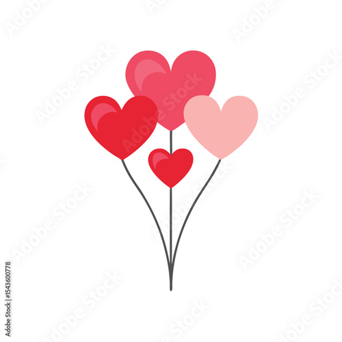 Heart Balloon Bouquet on White Background