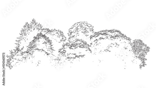 Tree Line Drawing - Abstract Minimal Forest Scene