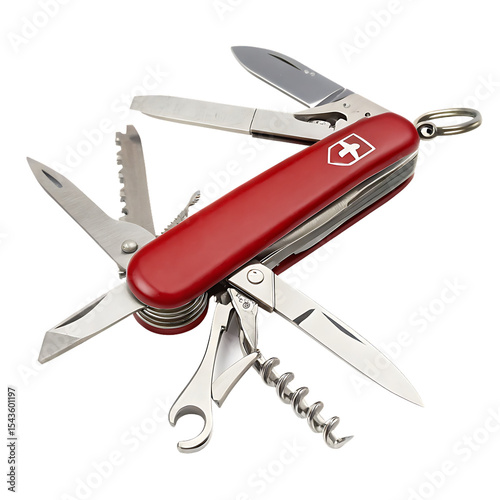 swiss army knife isolated on white background png, ai generated
