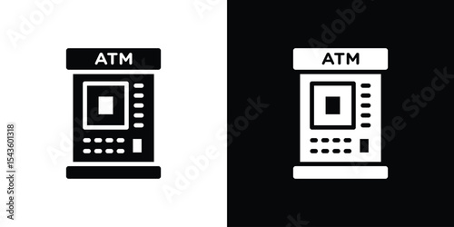 ATM machine icon collection. line stroke icon. EPS 10