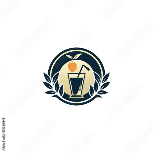Elegant silhouette of a juice logo with glass